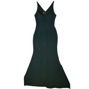 BHLDN Formal Dress Gown Sz 4 Green Mermaid V Neck Padded Bust Lined Zip
